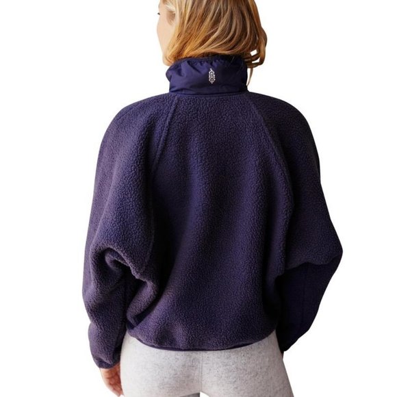 Free People Hit The Slopes Fleece Jacket, Deepest Navy - NWT - Picture 2 of 3